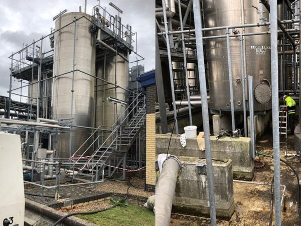 Industrial Tank Cleaning Being Carried Out in Silvertown London